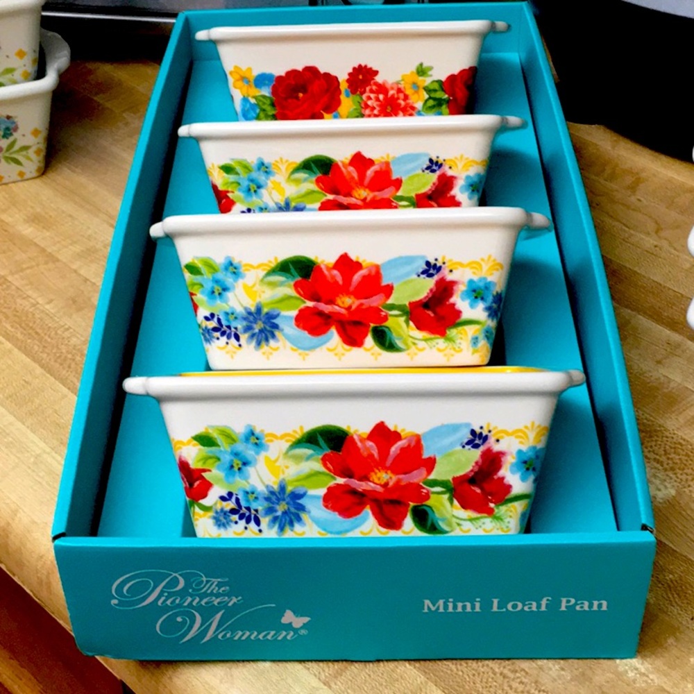 The Pioneer Woman 3 Spring Bouquet & 1 Sweet Rose Mini Loaf Pan 🍞 Set of 4 NWT!